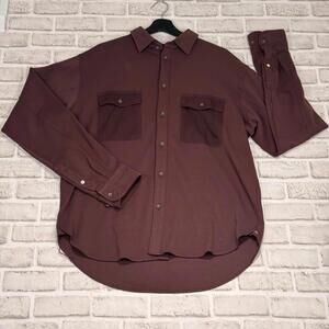 Rag & Bone Engineered Jack 100% Cotton Button Down Burgundy Wine‎ Men's Size L